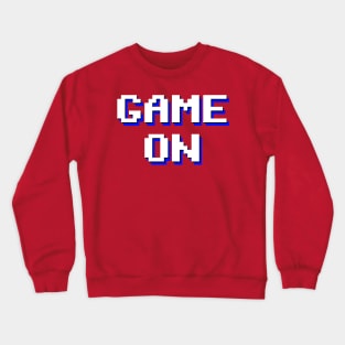 Pixelated Game On in red background Crewneck Sweatshirt